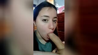 SELF RECORD OF A HOMEMADE AMATEUR TEENAGER BEING RECORD BY HER BOYFRIEND SUCKING DEEP AND HARD IN A POINT OF VIEW HIS BIG FAT THICK COCK 