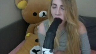 This blonde teen slut spent all day at school thinking about this horse cock dildo she just bought from a sex toy. She sucks this sex toy till she chokes.