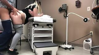 Doctor with a big fetish of fucking a pregnant woman fucks hard his patient and gets caught right when he is about to have the ejaculation 