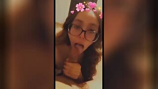 This brunette slut sneaked her boyfriend into the sitting for an intense fuck. While she was riding her boyfriend's cock in the sitting room her mom walked in.